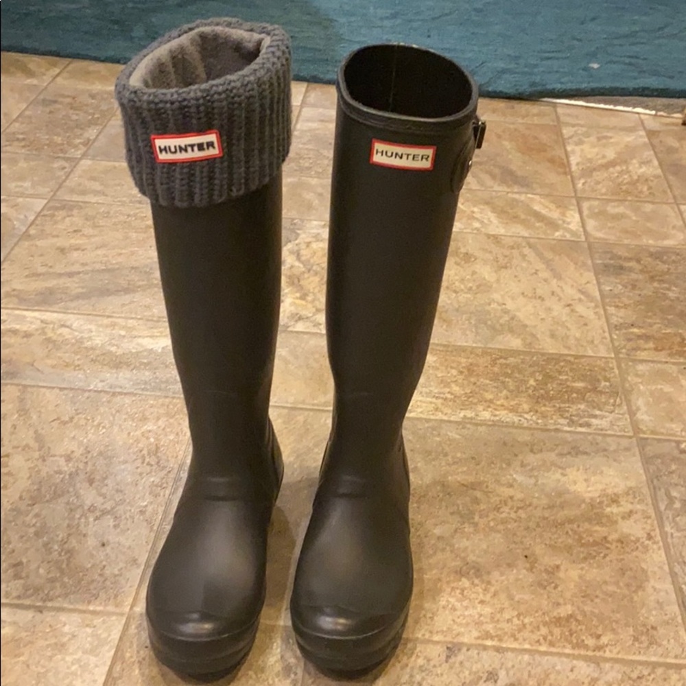 Tall hunter black rain boots
